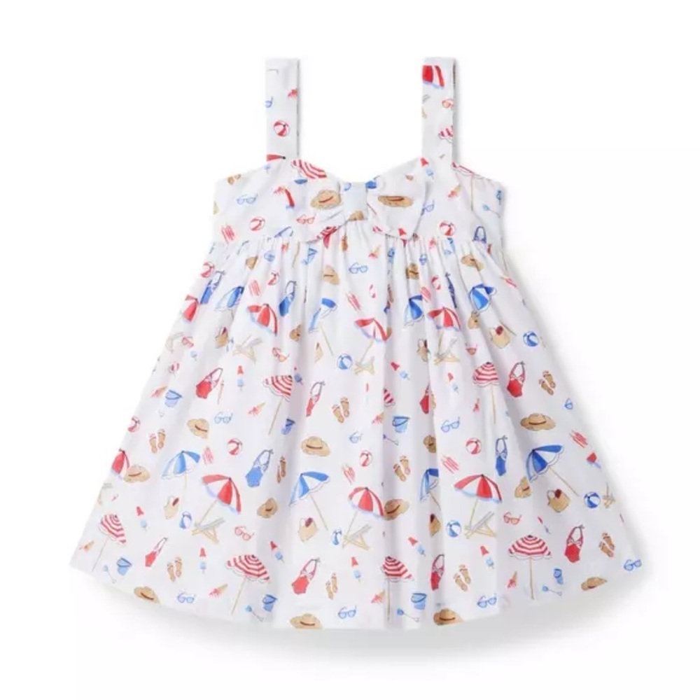 Janie and Jack Girls Sunshine Beach Coastal Icon Sundress White 4th of July